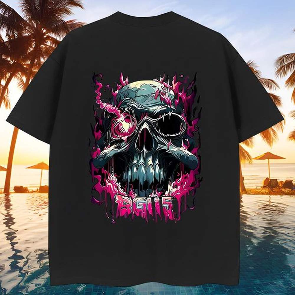 Free Shipping Man T Shirts 230g Cotton skull Casual Daily Wear Custom Printing Breathable Soft Couples T Shirts 2024 Summer Tshirts
