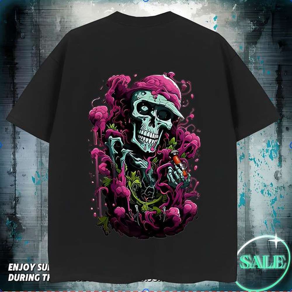 Free Shipping Man T Shirts 230g Pure Cotton skull Sports Casual Cartoon Printing L-4XL Breathable Crew Neck Couples T Shirts New Designer Te