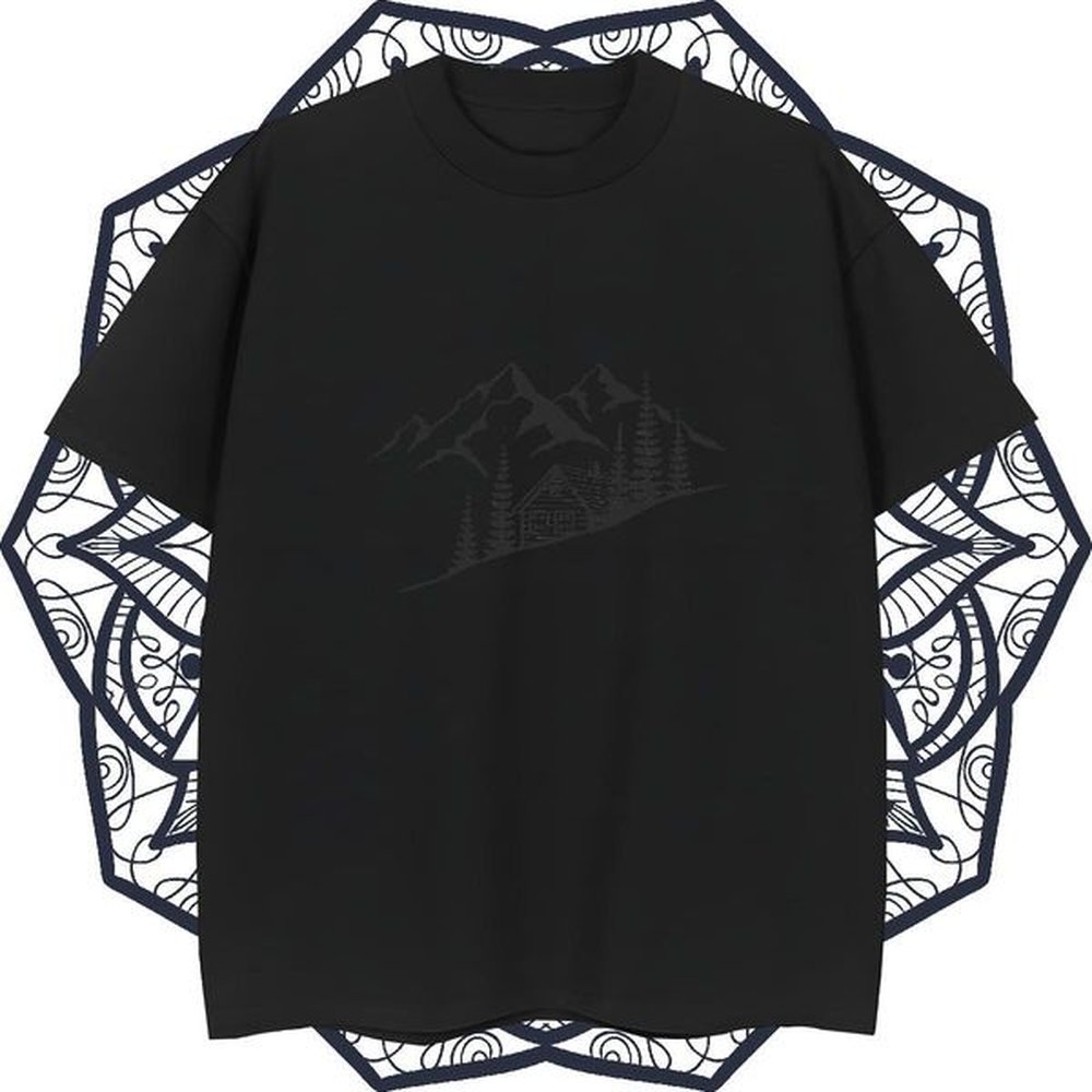 Free Shipping Men Tees mountains 230g 100% Cotton Daily Wear Breathable Short Sleeve T-Shirts for Men Custom Big Size New Arrival Tees Shirt