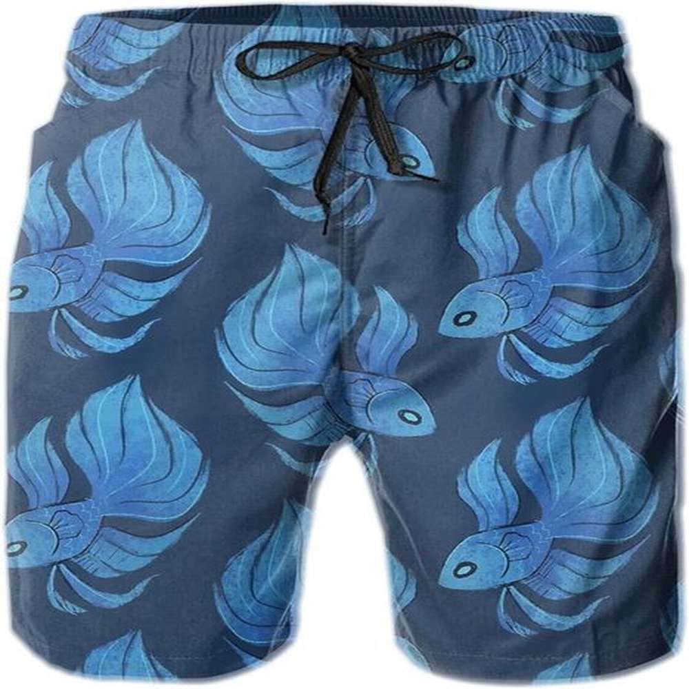Free shipping Mens Shorts 3D Printing Pattern Night Blue Goldfish Swim Trunks Quick Dry Beach Pants For Men Print Board Swimwear