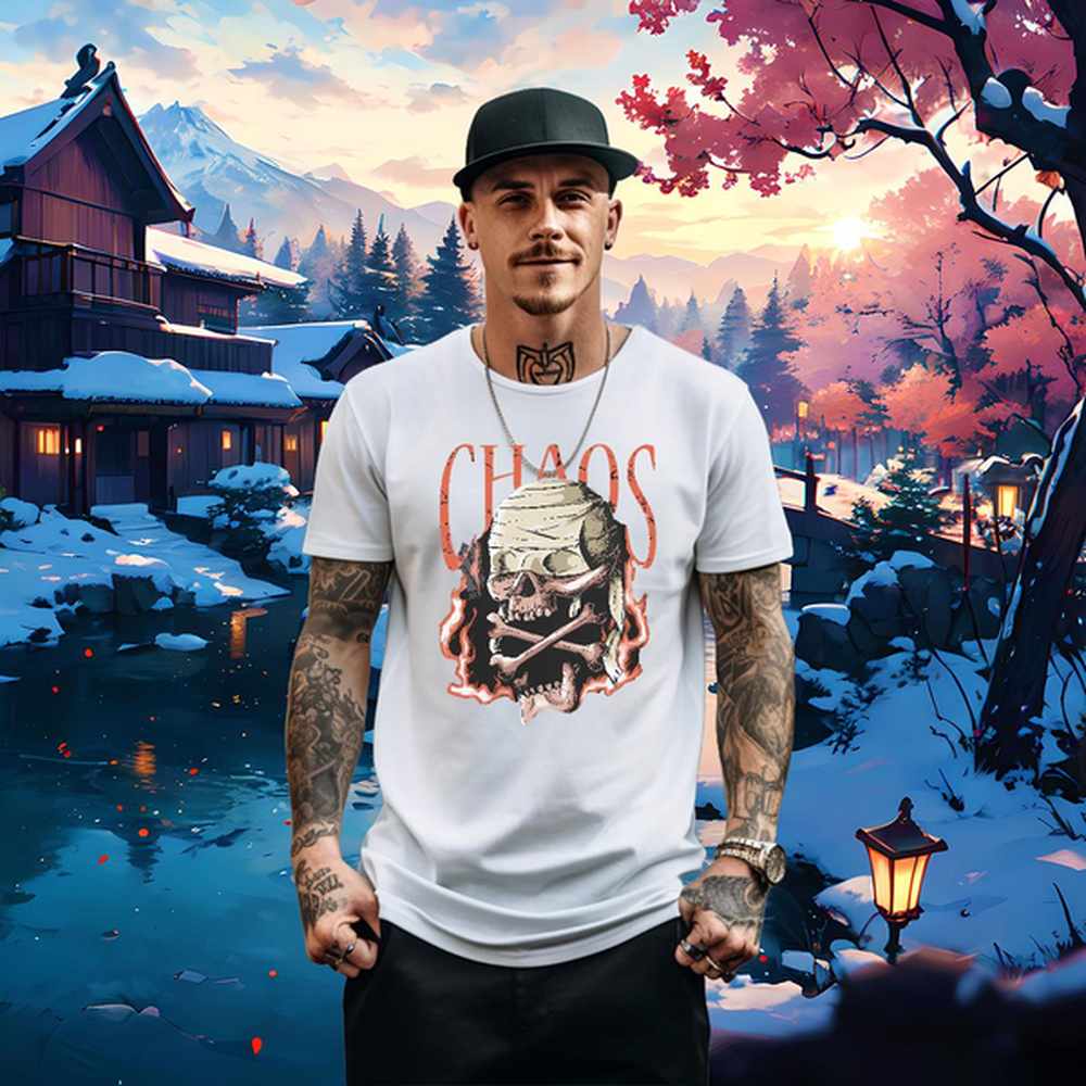 Free Shipping Mens T Shirts Skeleton 230g 100% Cotton Hip Hop Breathable Short Sleeve Men Tees DIY Skull Tee Shirt