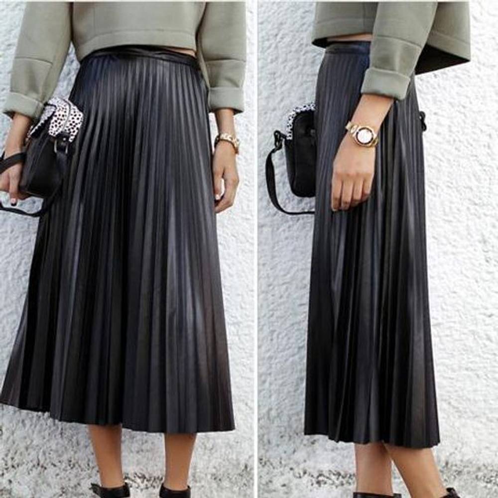 free shipping new maxi long pleated women vintage high waist