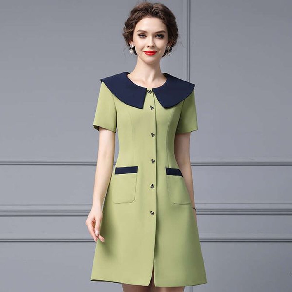 french dress new womens summer gentle wind green clear