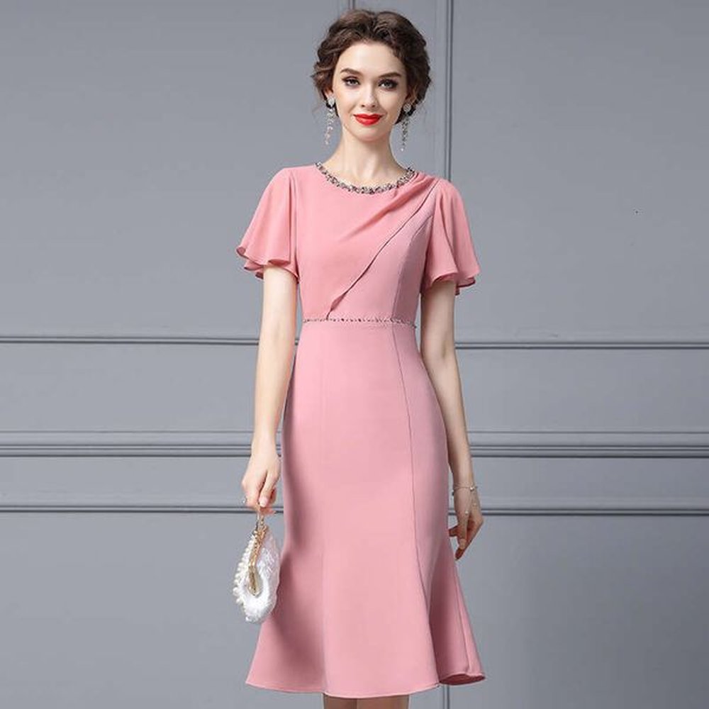 french dress new womens summer tall pink lotus leaf