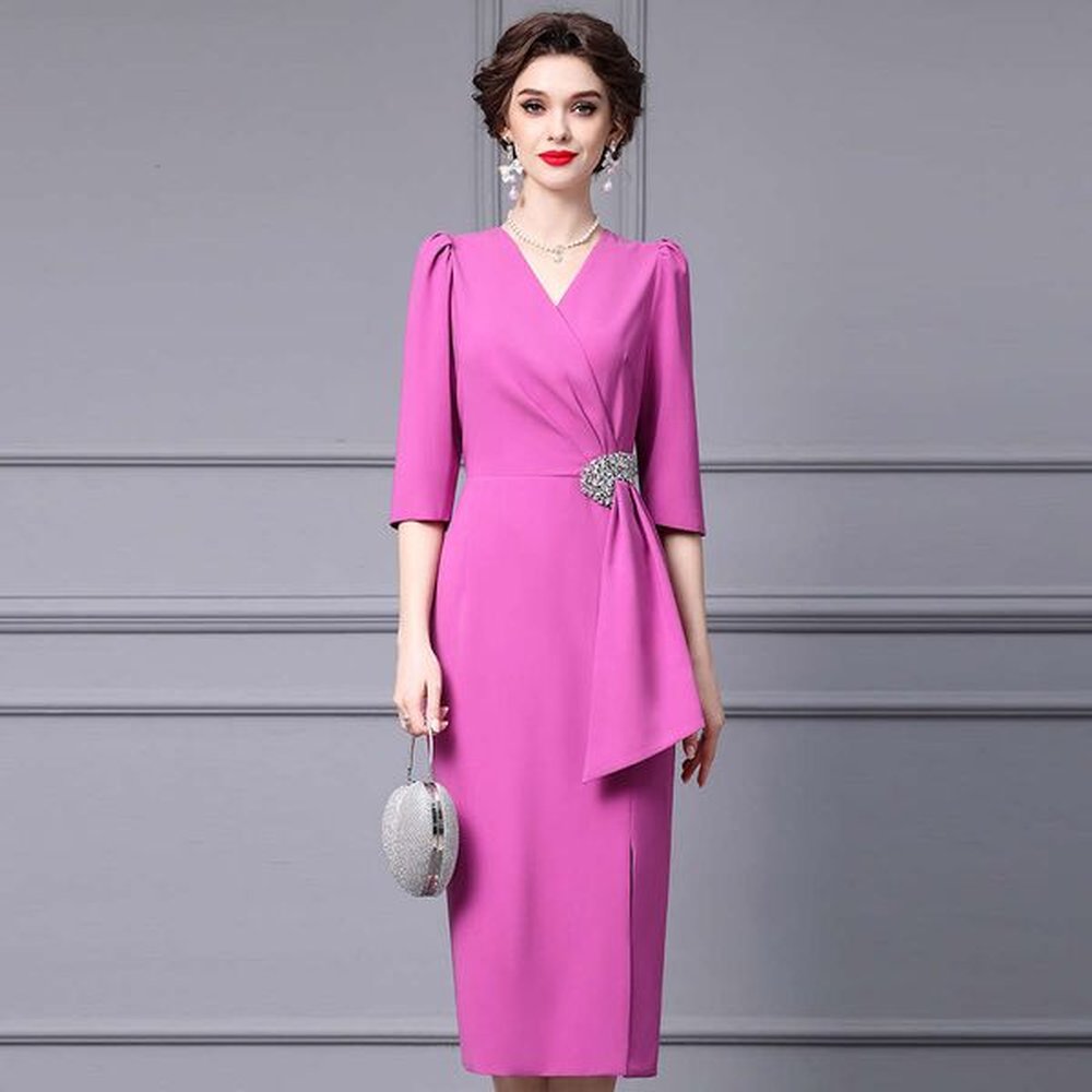 french elegant temperament feminine style nail diamond waist cinched bubble