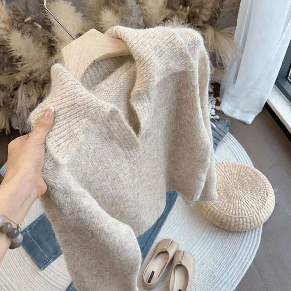 french gentle style soft sticky pullover knitted new sweater for