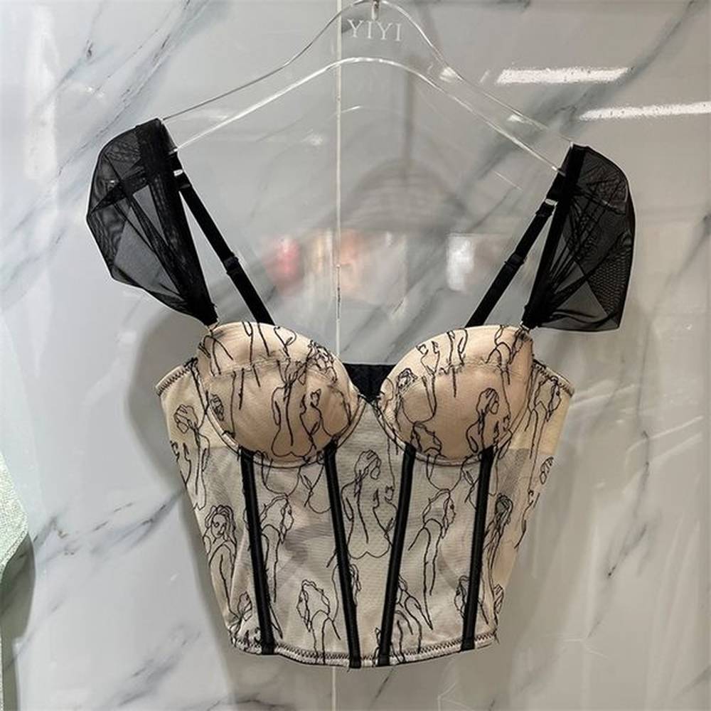 french retro style temperament camisole top female bustier bra chiffon