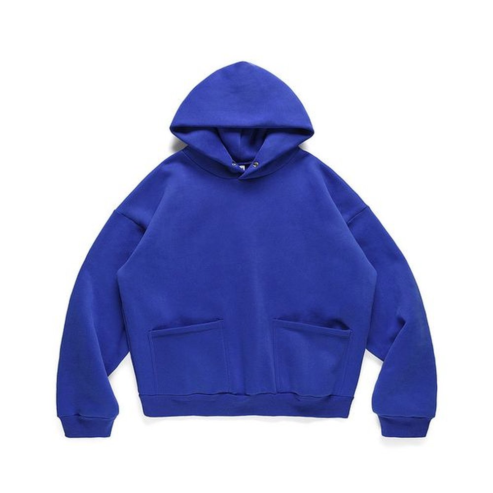 Front Pockets Blue Color Solid Hooded Hoodies for Men and Women Oversized High Street Harajuku Casual Sweatshirts