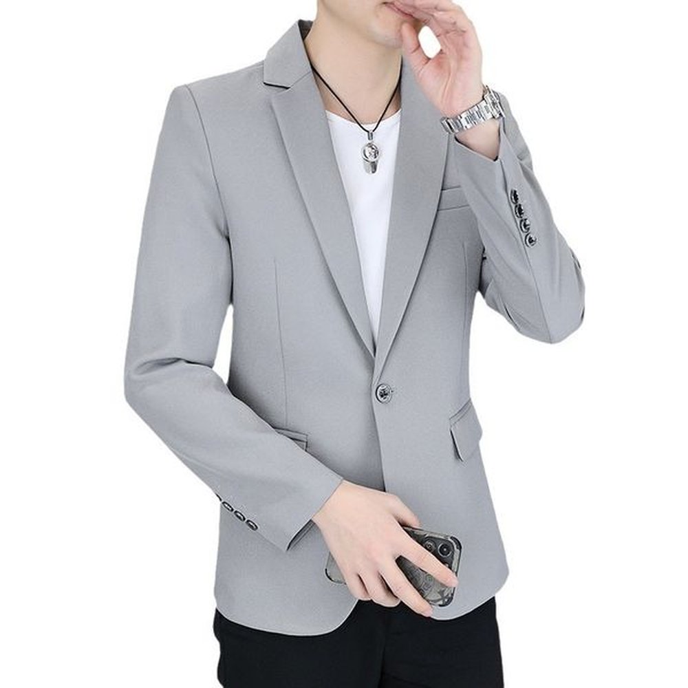 F122Teenager-Friendly Korean Slim Student Suits - Solid Color Trendy Casual Wear