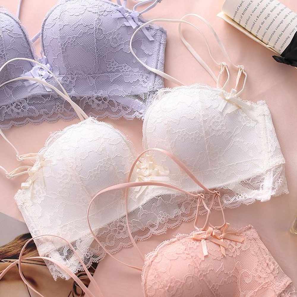 full lace floral young girls bow underwear women bra and