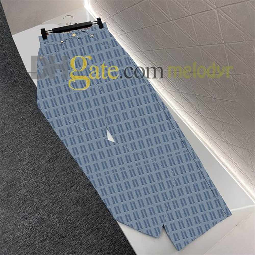full letter jeans women jacquard straight pants luxury designer high