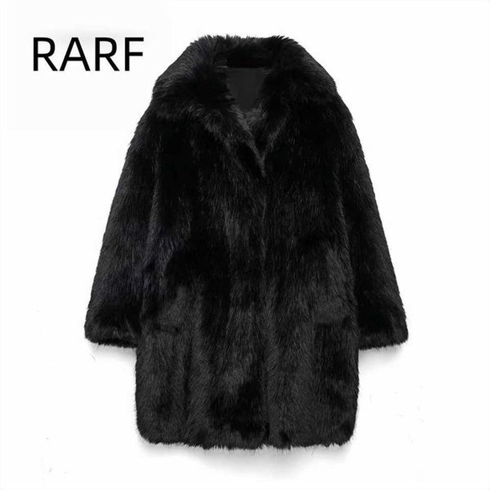 fur faux winter new womens casual luxury black effect