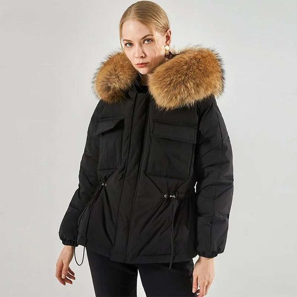 fur large real raccoon lagabogy new winter coat women