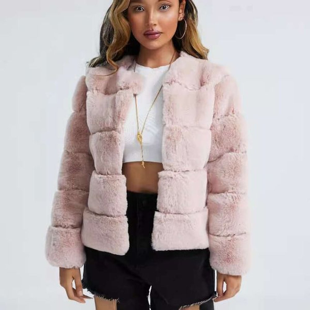 fur sales womens coat imitation fox horizontal splicing artificial fur