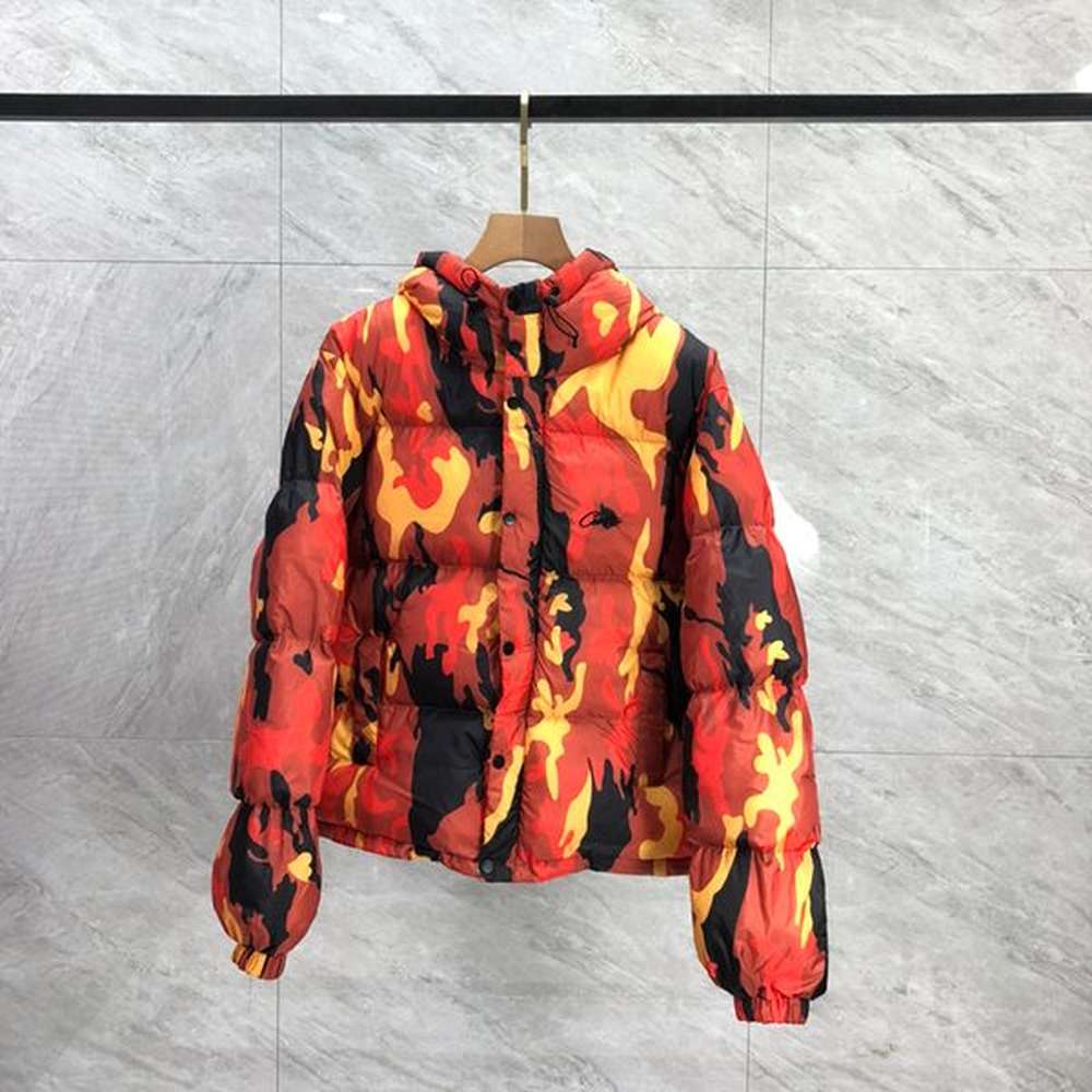 24FW Europe UK Heavyweight Made Unisex Winter Embroidery Letter Camouflage Cotton Jacket With Had- Windproof & Waterproof Design Coat 1205