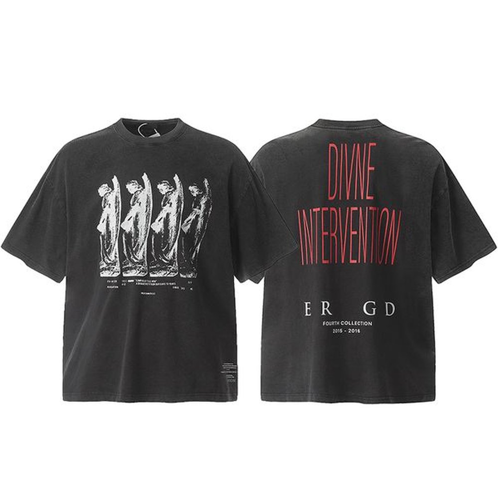 24fw Summer USA Oversize Letter Print Washed Vintage Tee Fashion Men's Short Sleeve Skateboard Tshirt Women Clothes Casual Cotton T shi