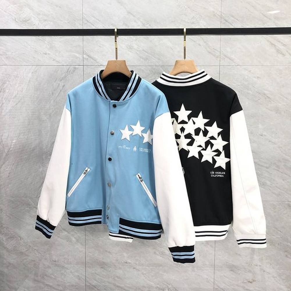 24FW USA Stylish Heavy Made Oversized Designer Stars Letters Embroidery Patchwork Baseball Jacket Autumn Winter Men Casual Street Wear Cotto