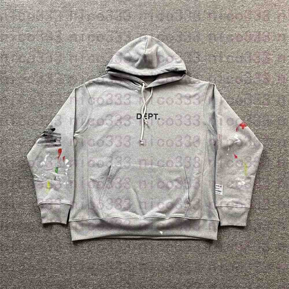 GA Depts gray ink splash chest letters cotton drawstring loose loose with men and women casual street fashion hoodie