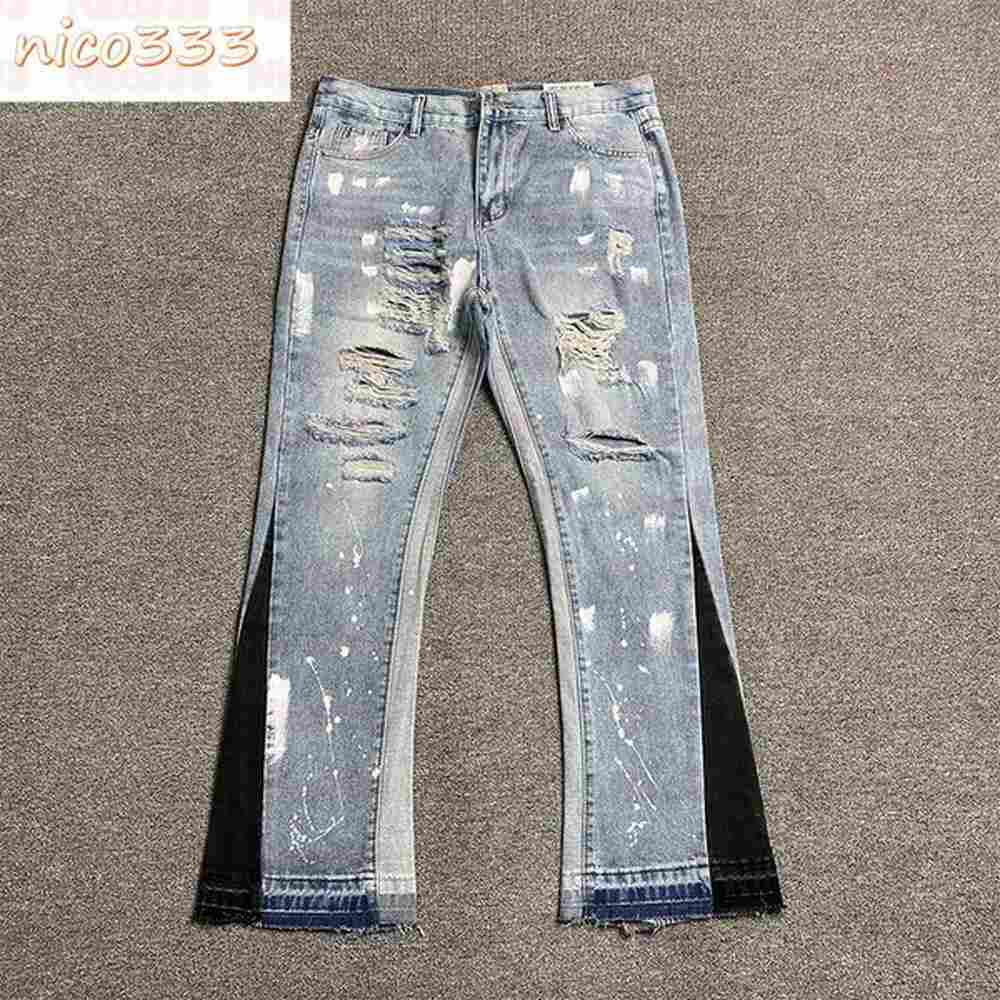 GA Depts ink splash color splicing holes retro washed loose hundred men and women casual fashion straight flare jeans
