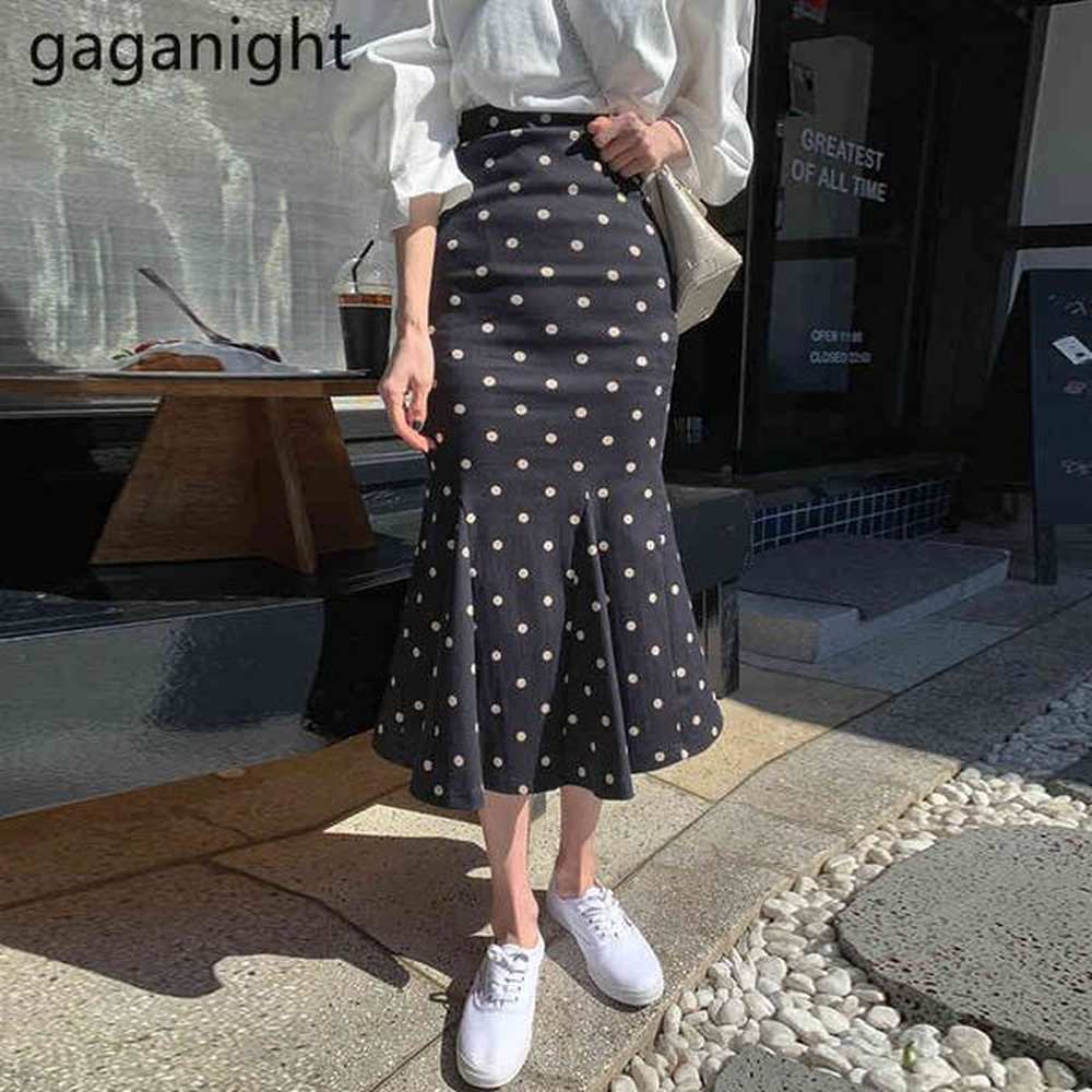gaganight ladies sexy slim bodycon skirt vintage polka dot print