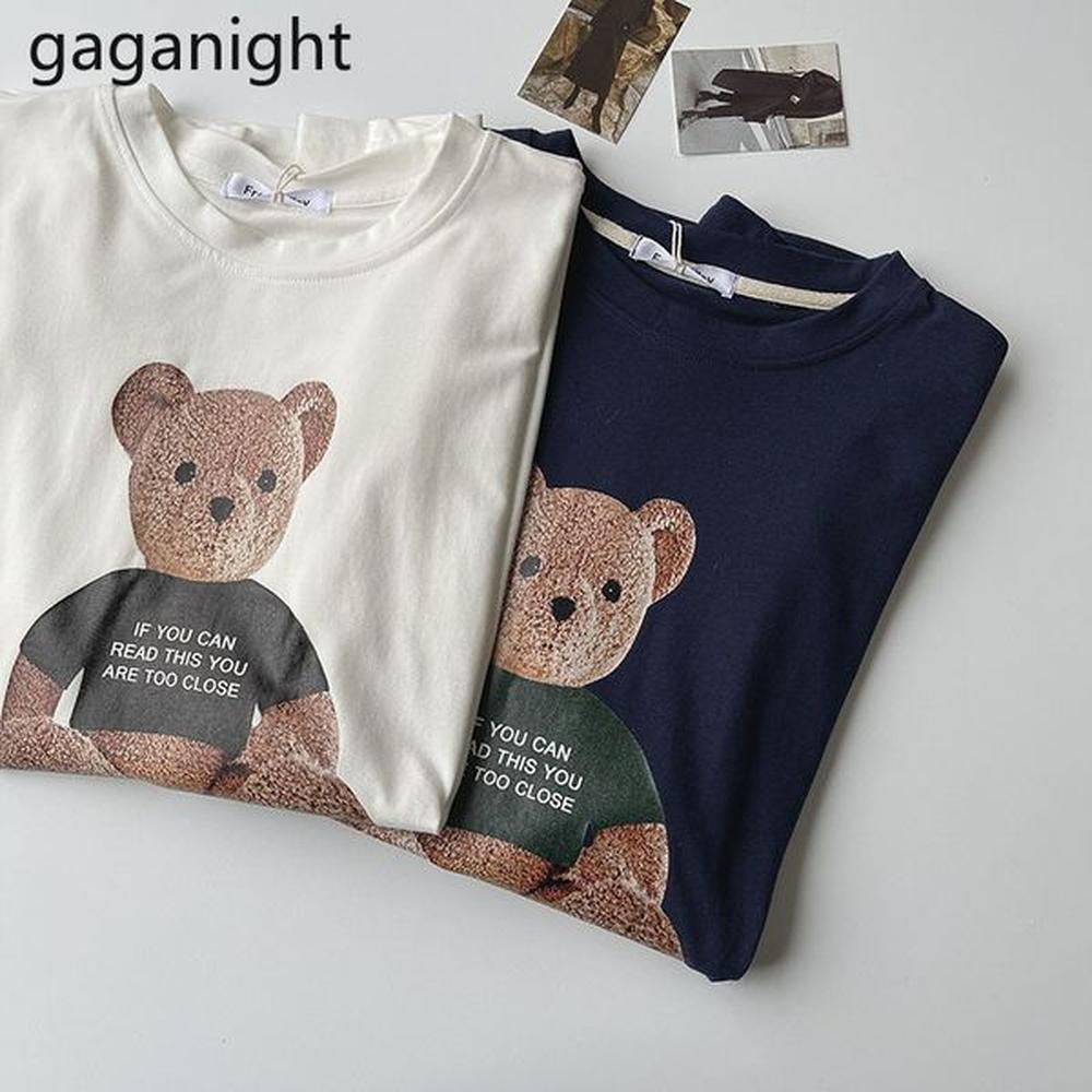 gaganight summer casual womens tshirt kawai bear print harajuku t