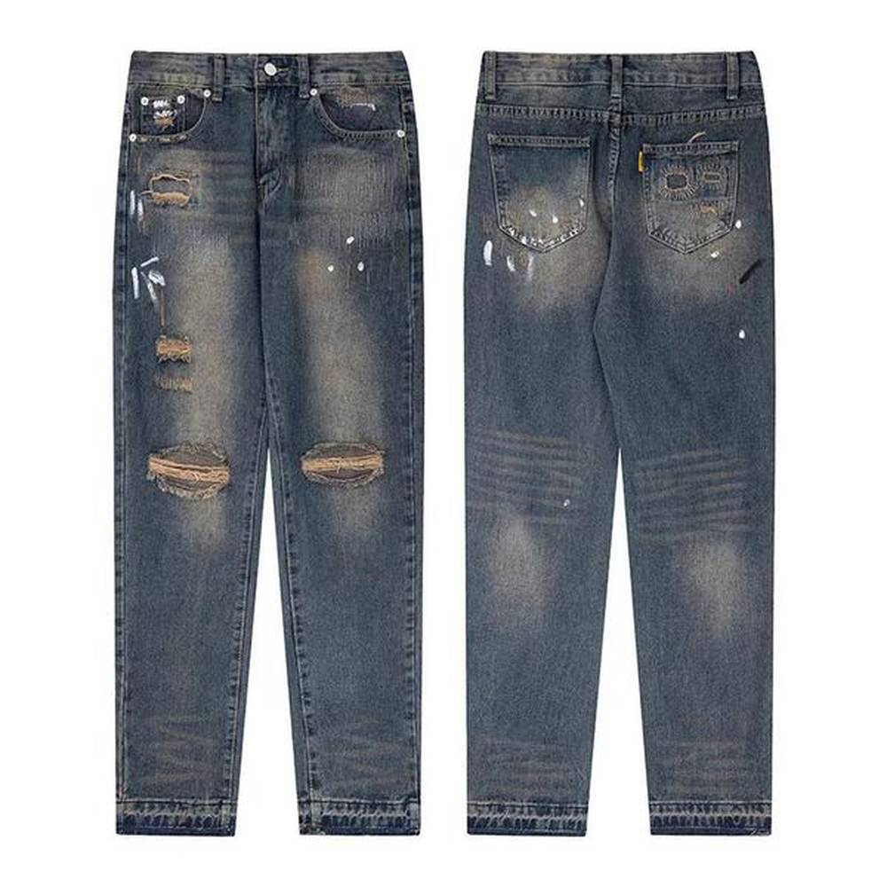 Gallerydeptpant Distressed Ripped Pants Gallerydeptpant Designer Trouser Patch Splicing Jeans Streetwear Gallary Dehpt Straight Wide Leg Fla