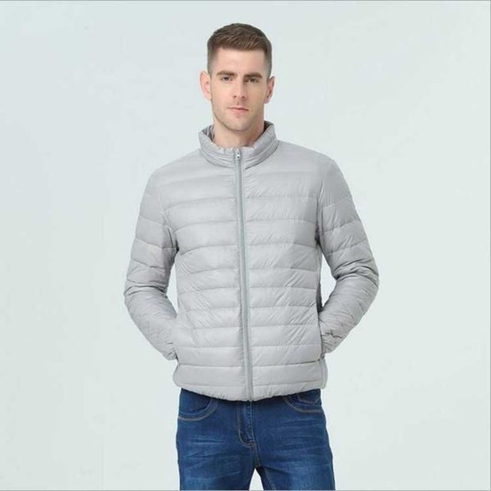 ght down jacket with stand up collar for men in autumn and winter with added weight and larger size for middle-aged and elderly men S251162