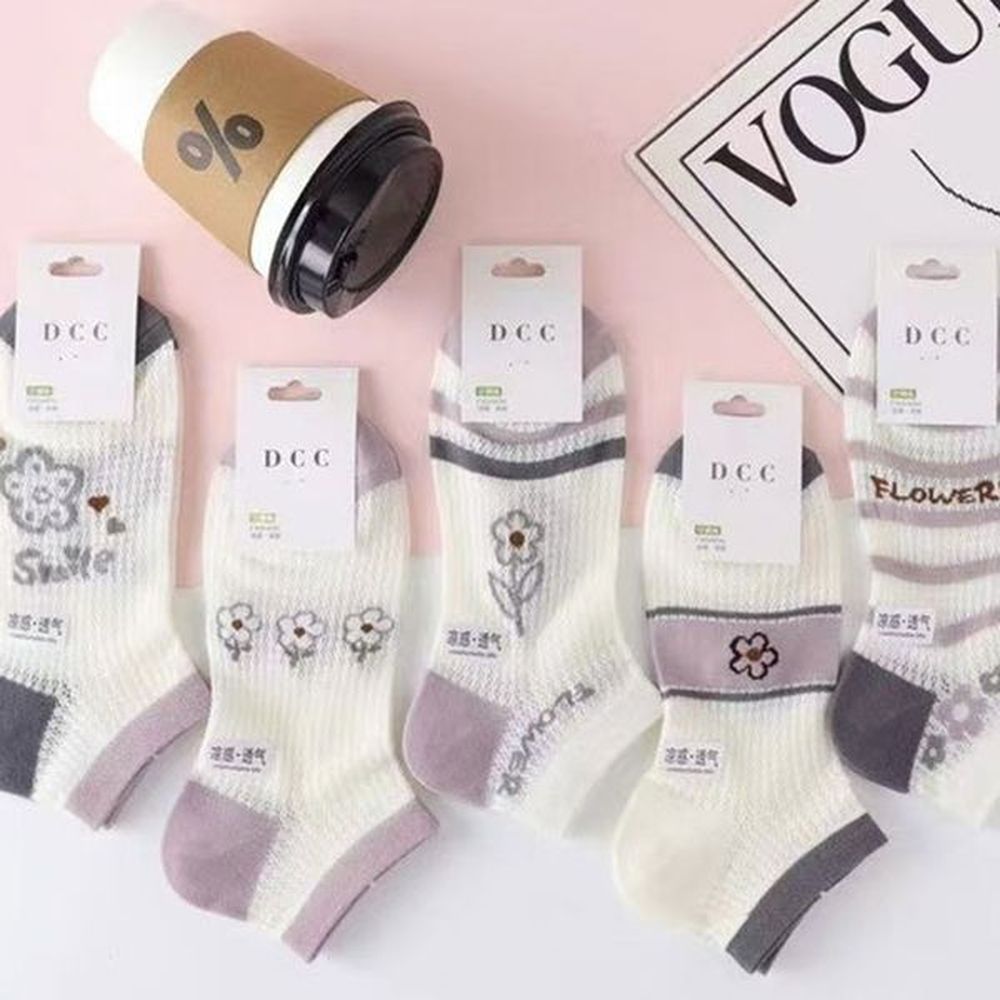 girls lightweight mesh laceup socks with adorable love cartoons