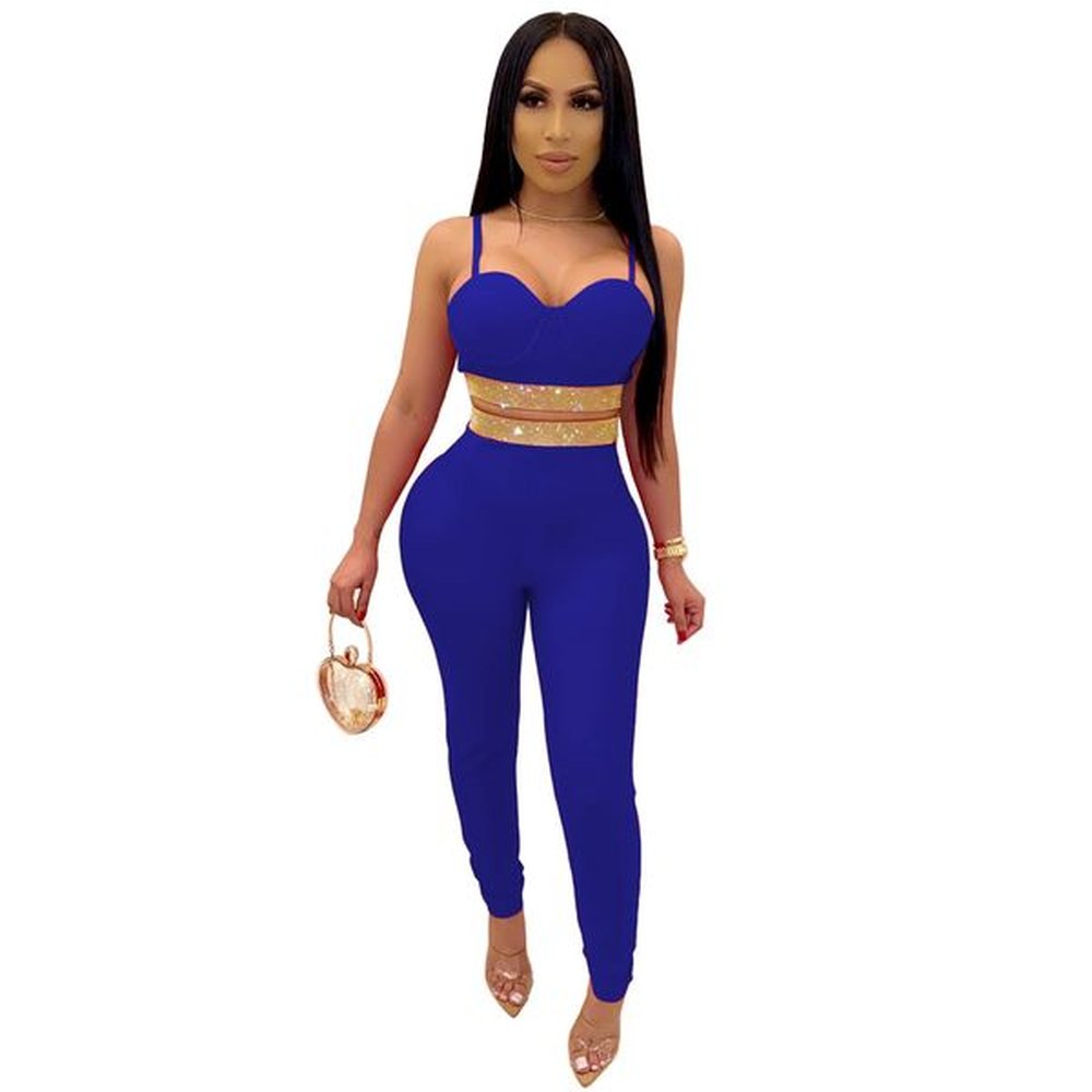 glitter diamonds celebrity party two piece set women festival clothing
