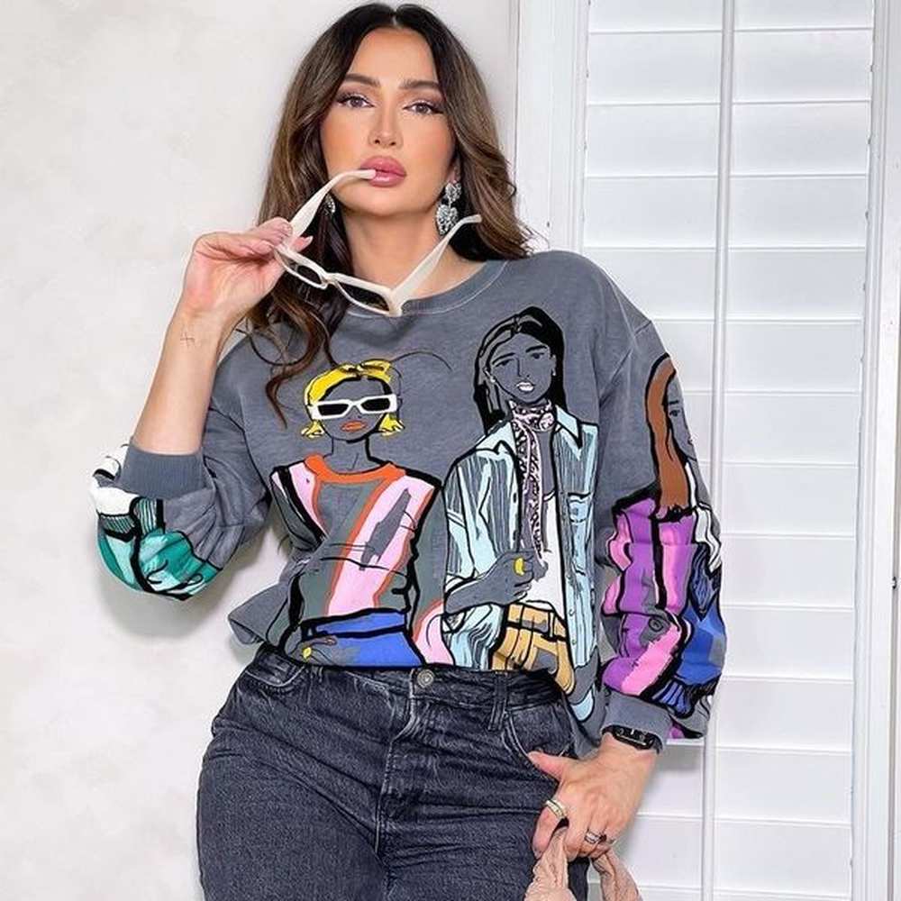 goodchoice graffiti streetwear sweatshirts loose fleece autumn spring long sleeves