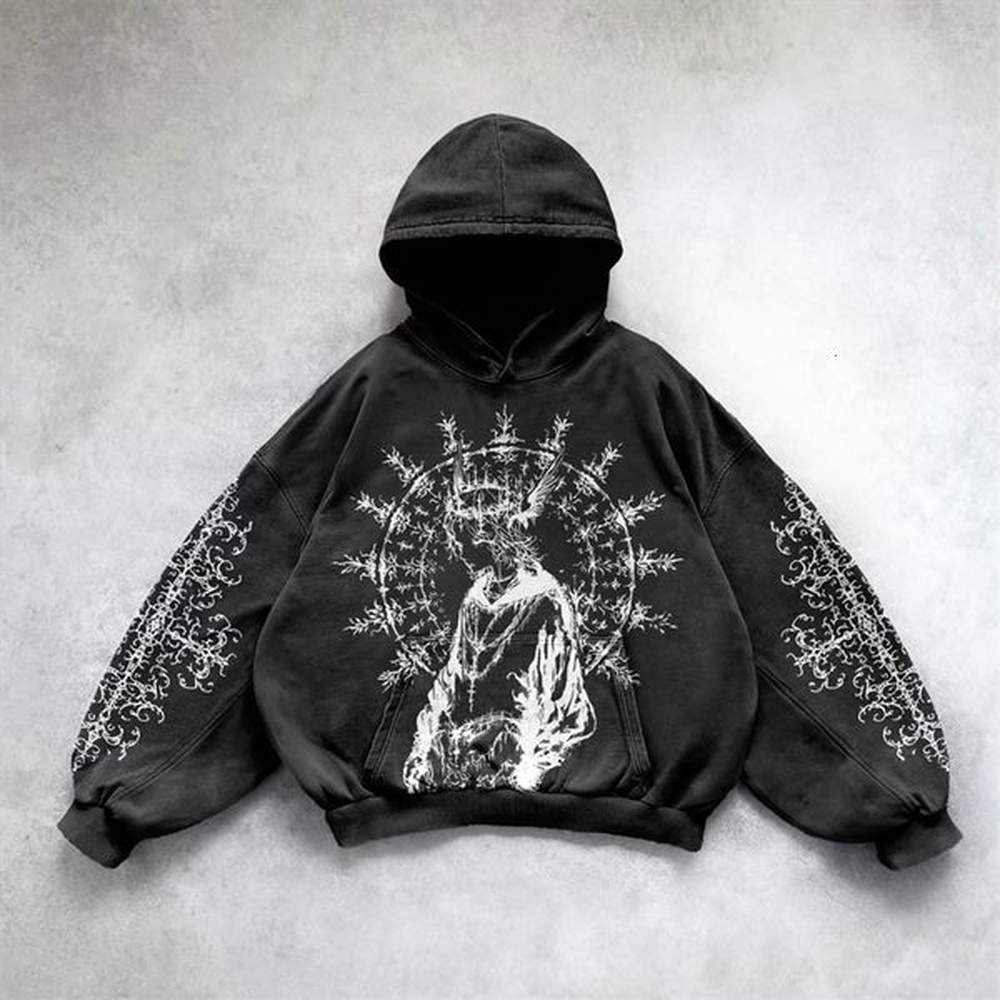goth streetwear sweatshirt hoodie demon print harajuku y2k tops oversized goth hoodies women couples gothic clothes 240827