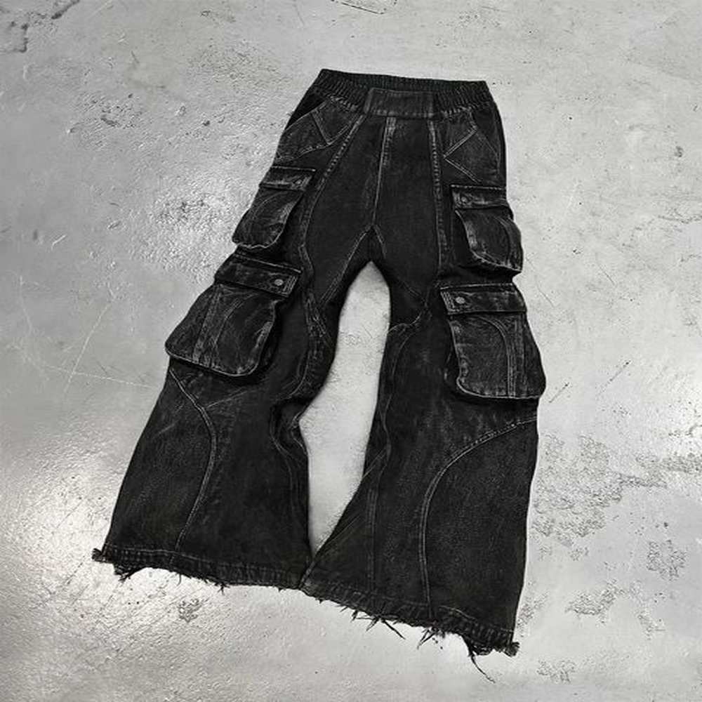 Gothic Retro Jeans for Men Wide Leg Straight Black Y2k Baggy Jeans Harajuku Hip Hop High Waist Denim Pants Streetwear 250117