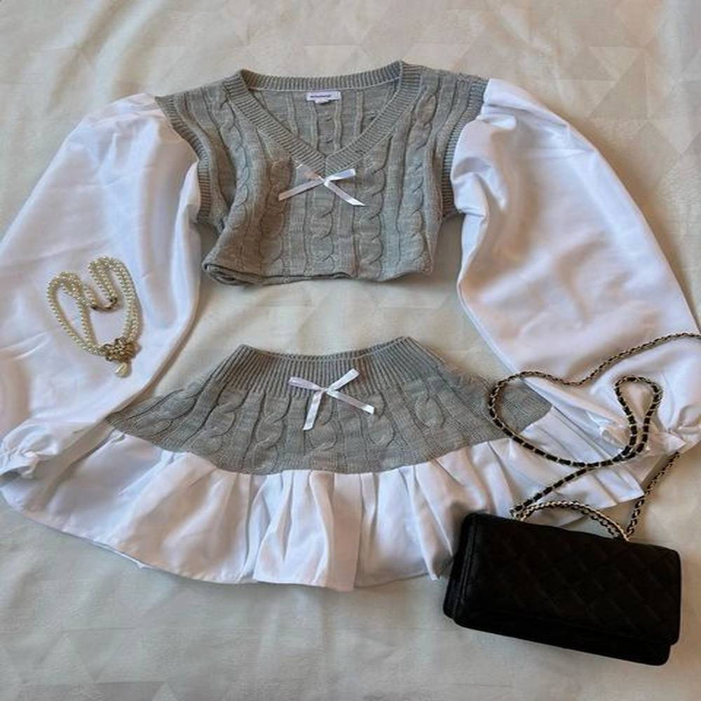 gothic two piece womens fashion harajuku skirt set campus style