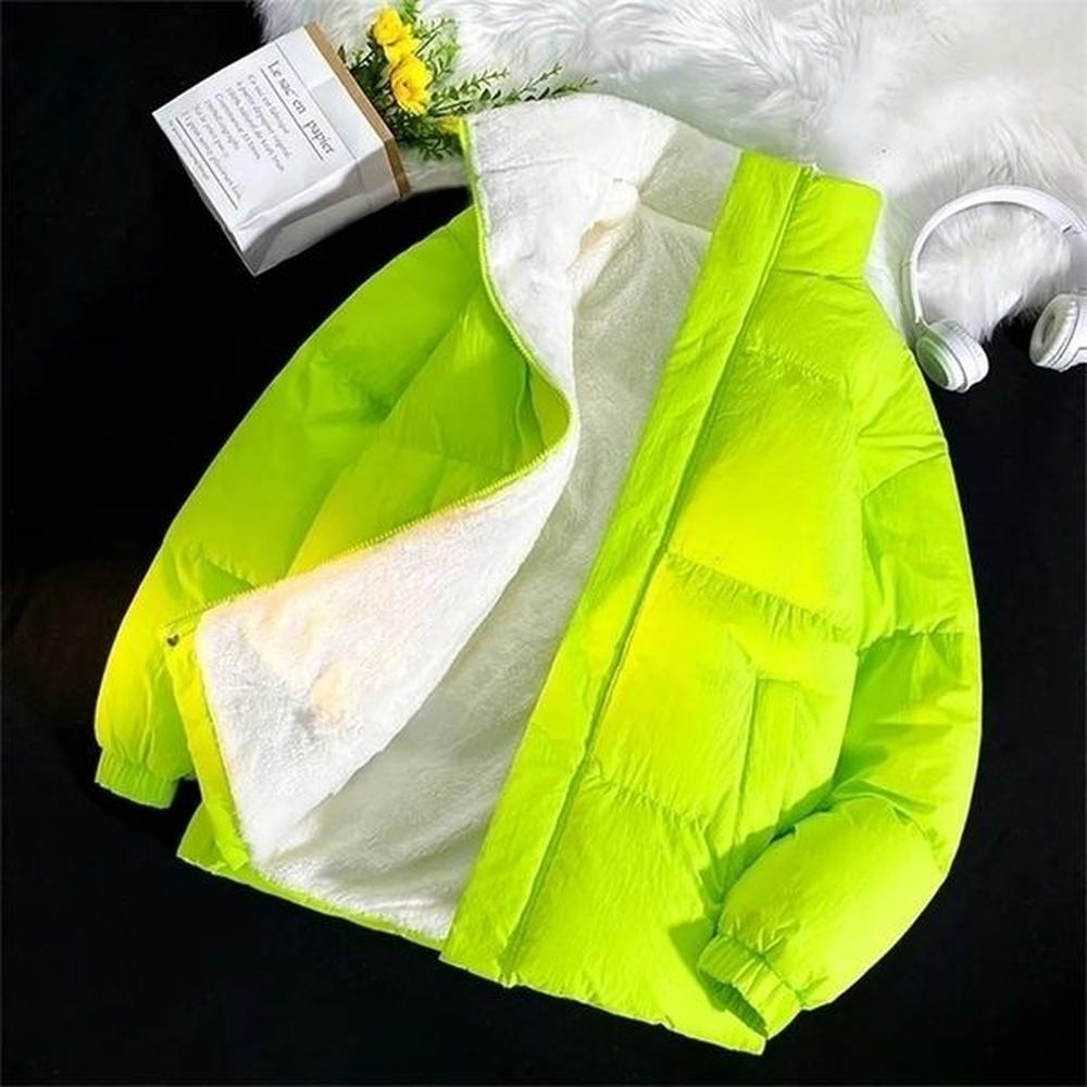 Green Puffer Jacket Men Korean Style Winter Jackets Men Thick Warm Coats Streetwear Solid Color Jackets With Fur Lined 240826