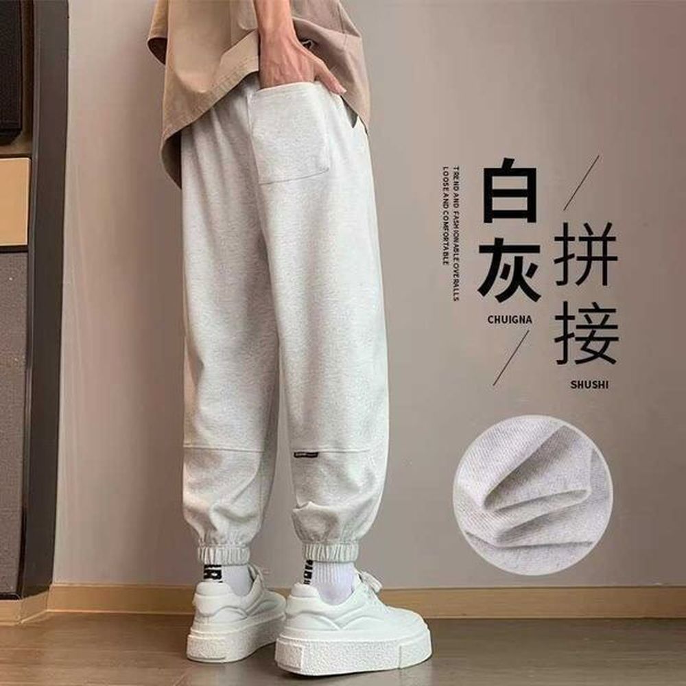 Grey sweatpants for men loose casual pants for spring and autumn trendy brand for men 2024 new autumn and winter American sports pants Y2409