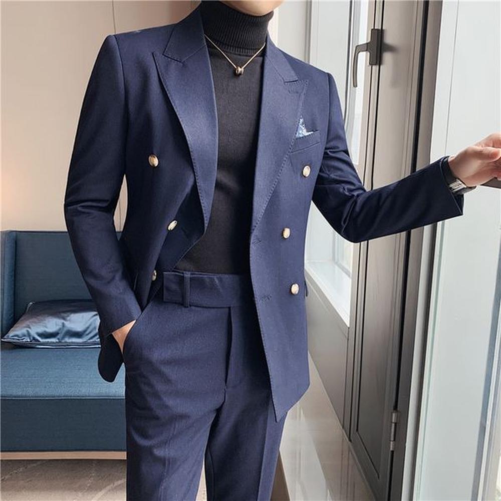 G1134Spring new casual suits for men double-breasted suits for banquets