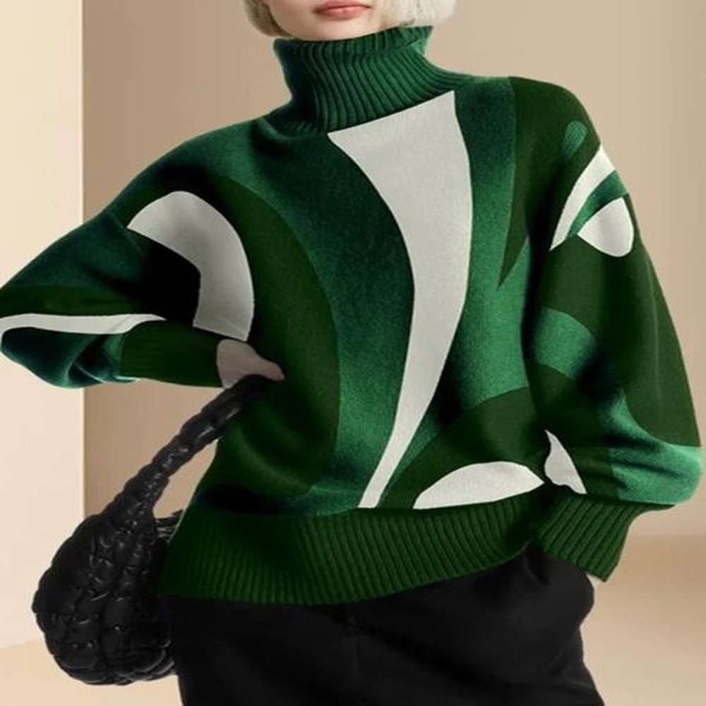 gymystars womens sweater knitwear fashion contrast color warm high neck