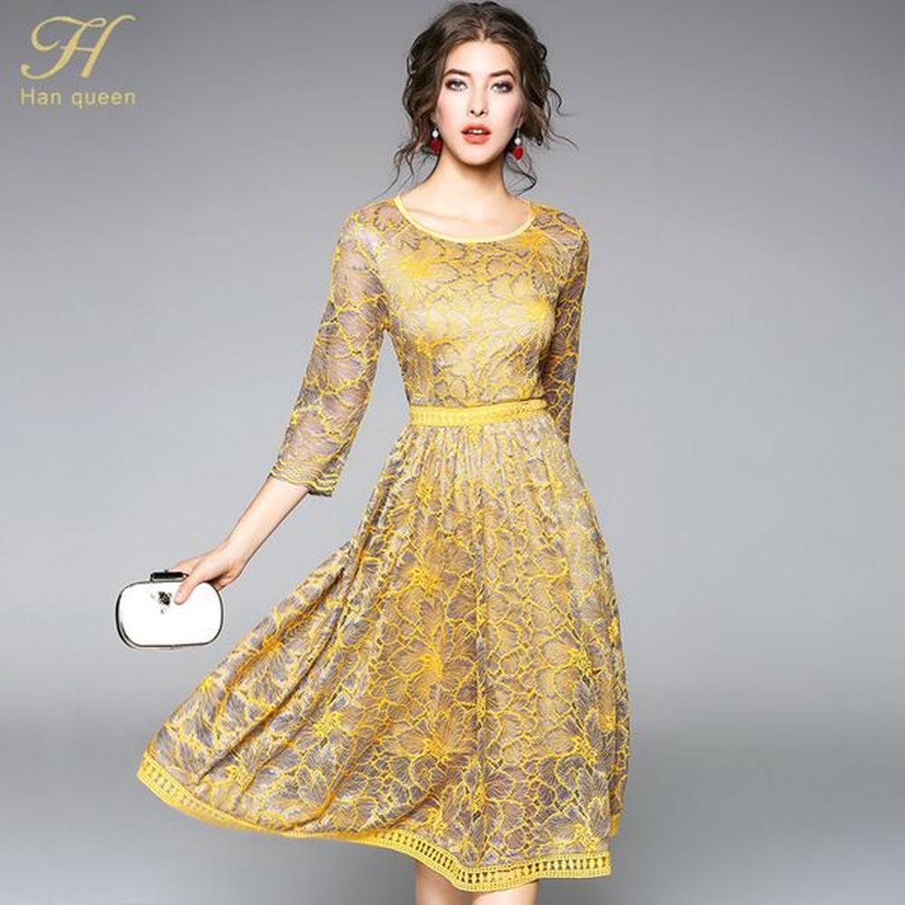 h han queen summer lace dress work casual slim