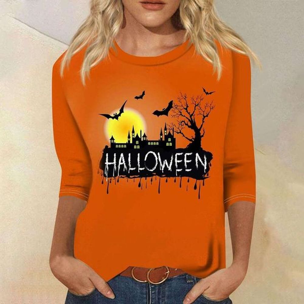 hallowmas bm cartoon halloween pumpkin d printed seven sleeve tshirt