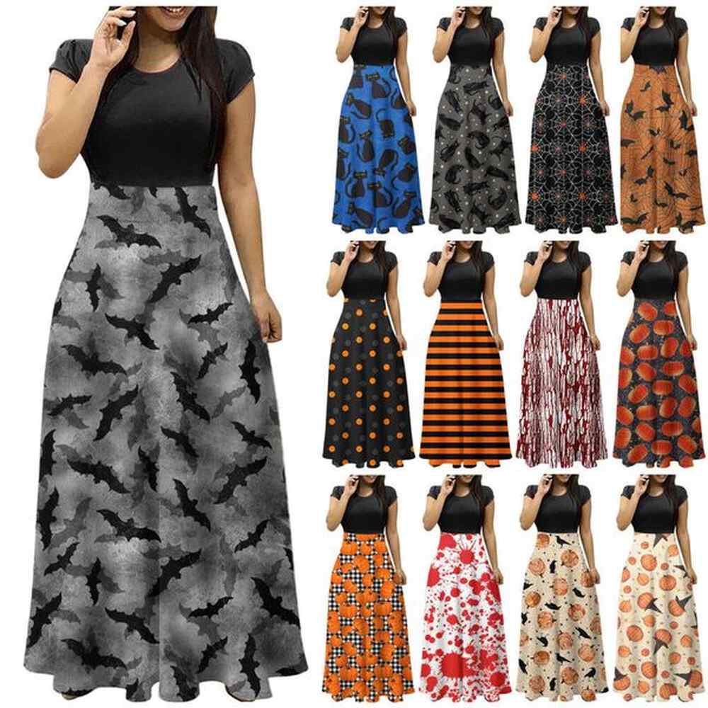 hallowmas halloween gothic themed printed color blocked waist hugging holiday
