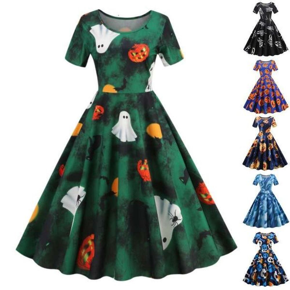 hallowmas straight halloween new short sleeve round neck casual fashion