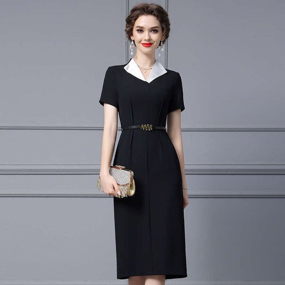 hepburn style dress new summer outfit tall waist belt