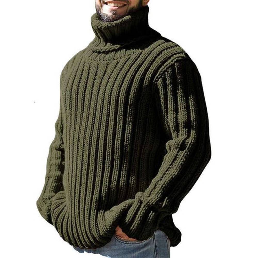 High Neck Sweater For Men, Solid Color Slim Fit Knitted Top, Autumn Winter New Style Sweater, European And American Men's Clothing, Fas