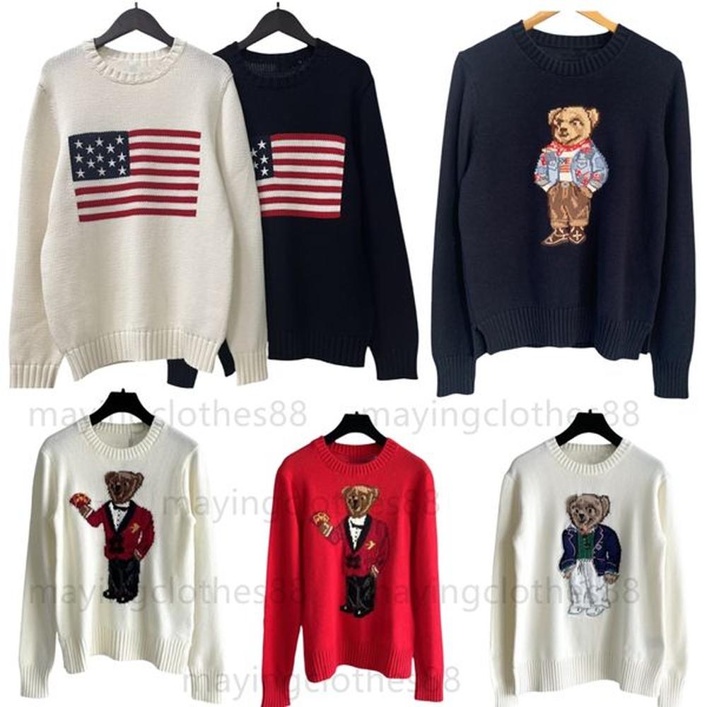 High Qaulity Sweater Designer Sweater Bear Sweater flag Sweater Mens Jumpers Sweaters Knitted Cotton Pullover Sweater Winter Long Sleeve Swe
