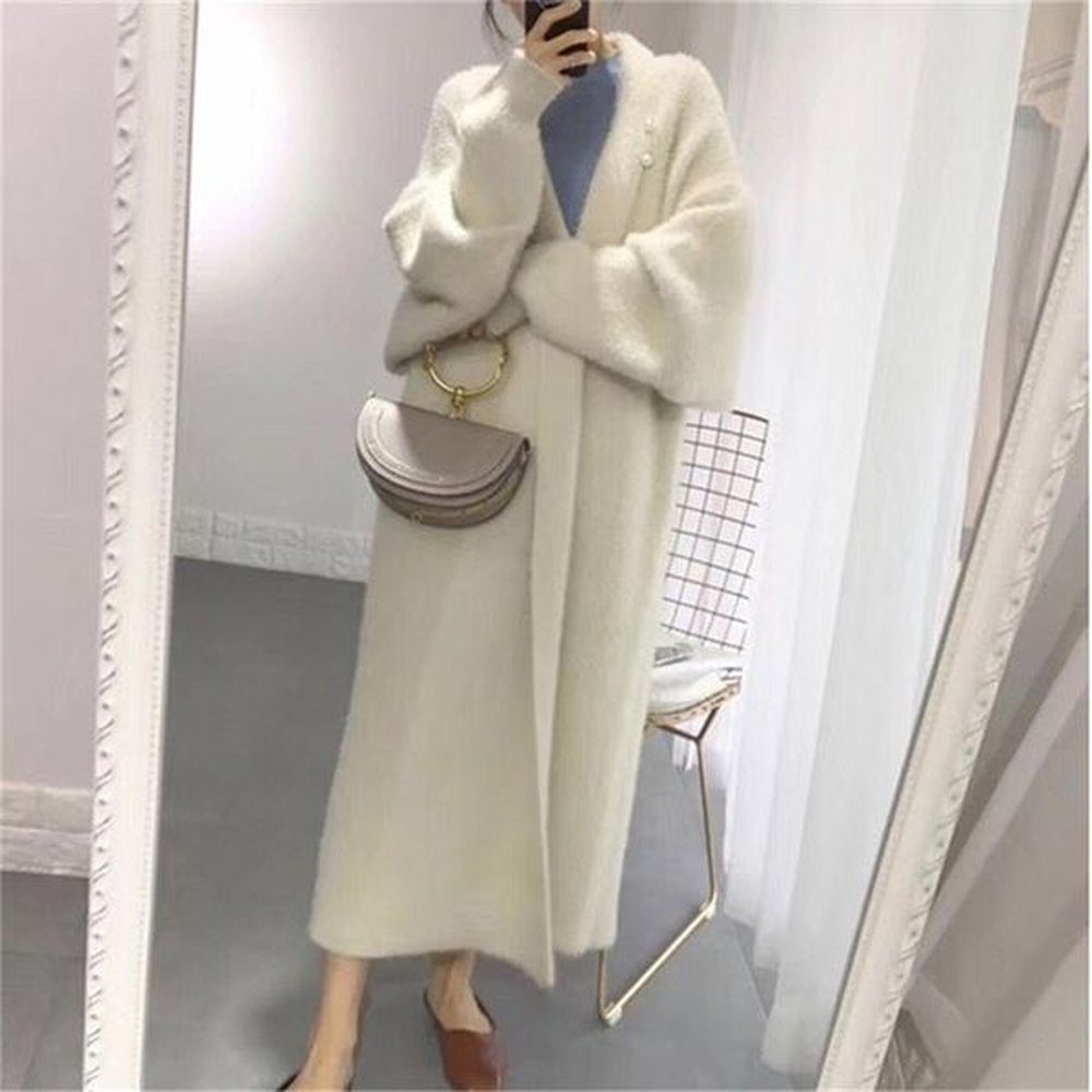 high quality autumn winter korean boutique mink cashmere cardigan sweater