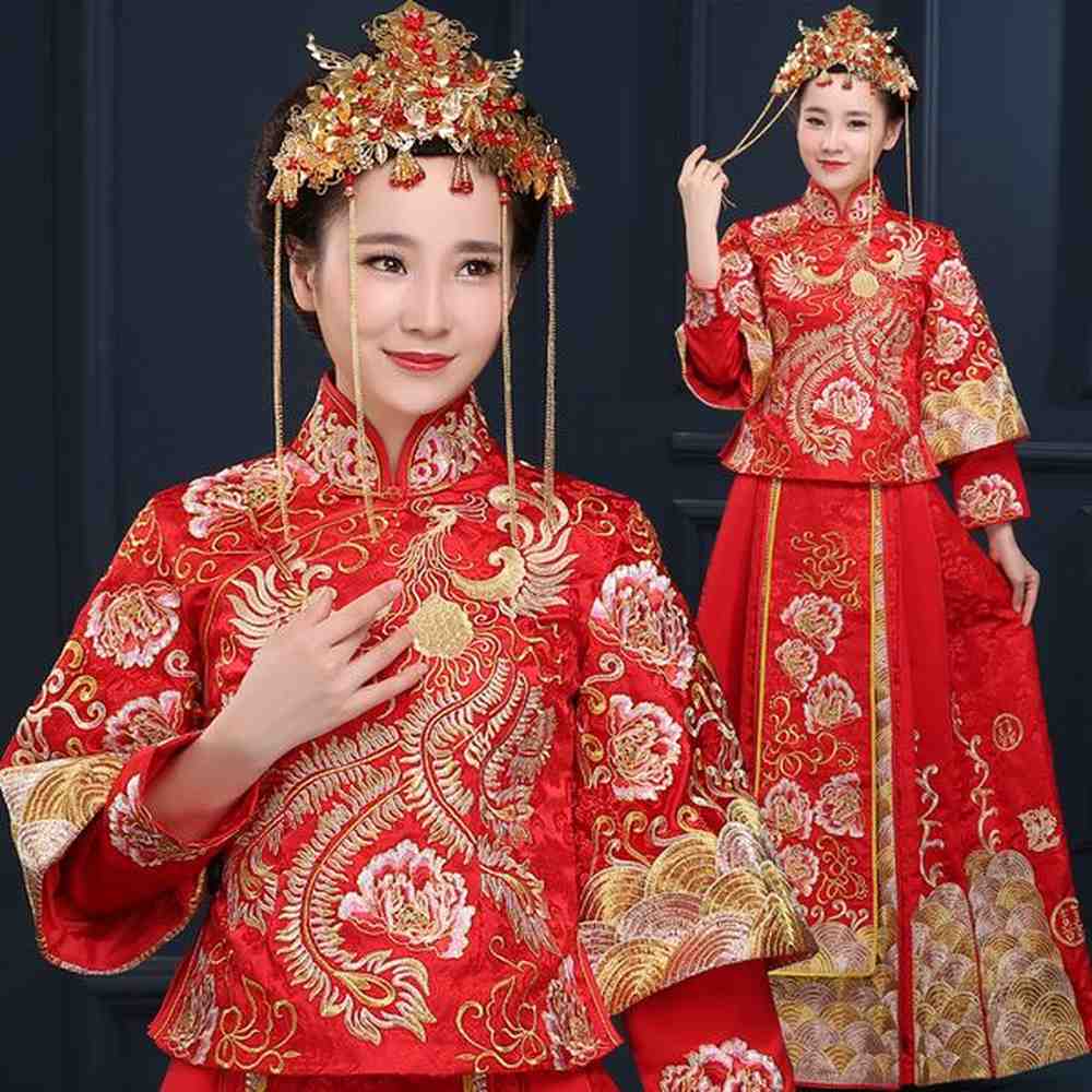 high quality china vintage cheongsam red chinese style evening dress