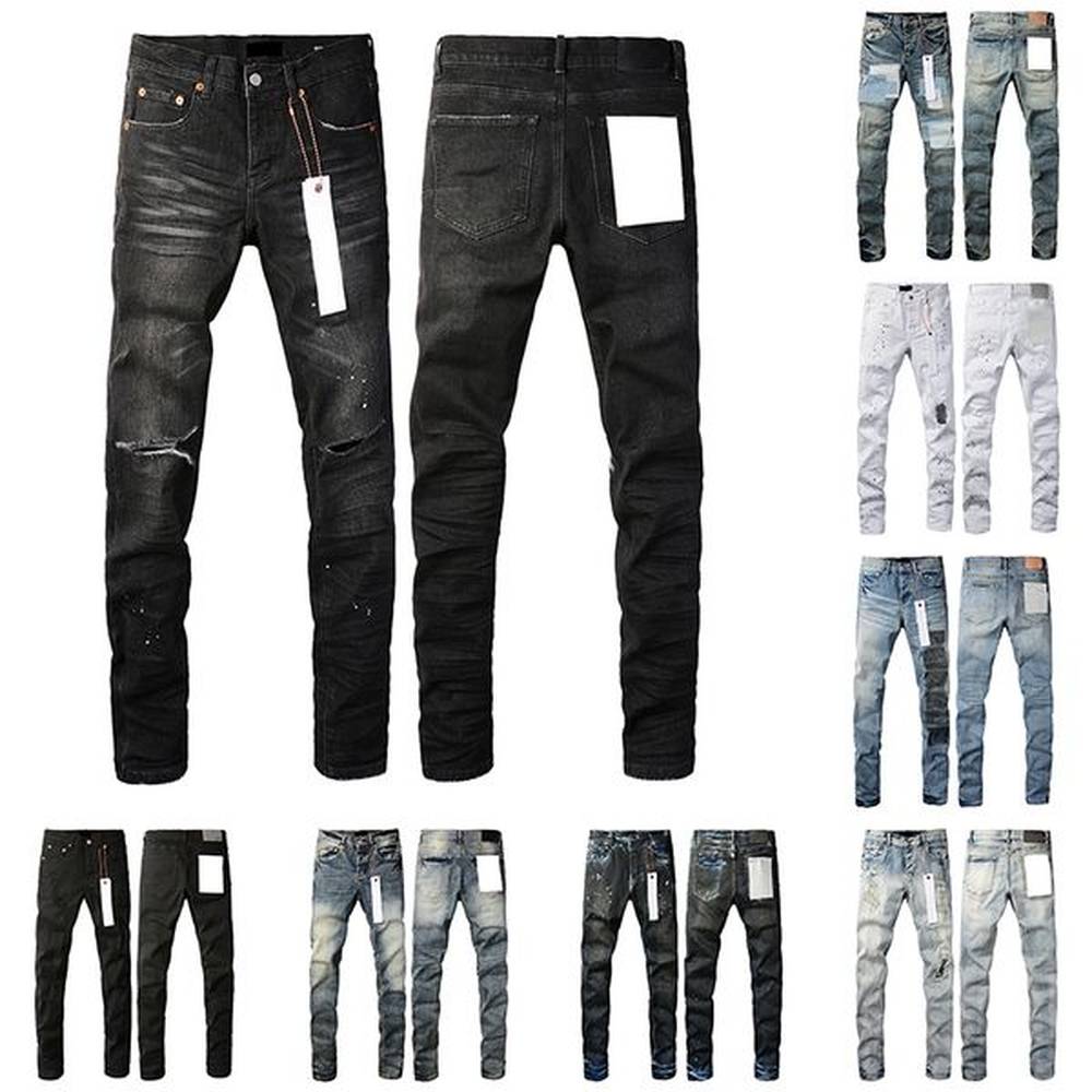 High quality Jeans Mens Fashion Black Ripped Biker Slim Fit Bikers Denim For Men s Fashion Mans Black Pant