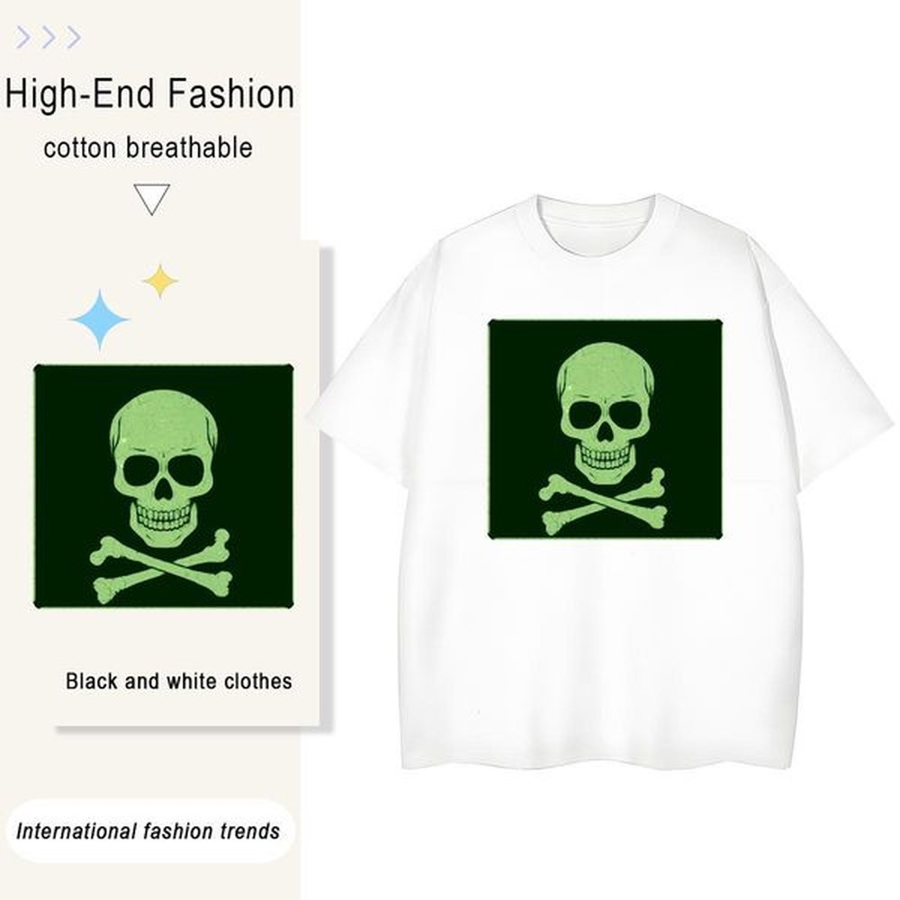 High Quality T Shirt For Man 230g Pure Cotton skull Spring Summer Asian Size Breathable Soft Mens Tshirts Designer Fashion Tees