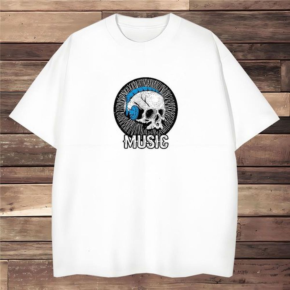 High Quality T-Shirts 100% Cotton 230g skull Beach Graphic Crew Neck Breathable Men Tshirts 2024 New Clothes