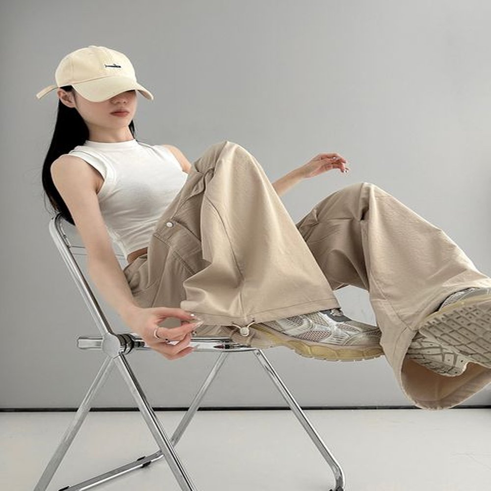 high street drawstring work trousers women autumn thin section loose